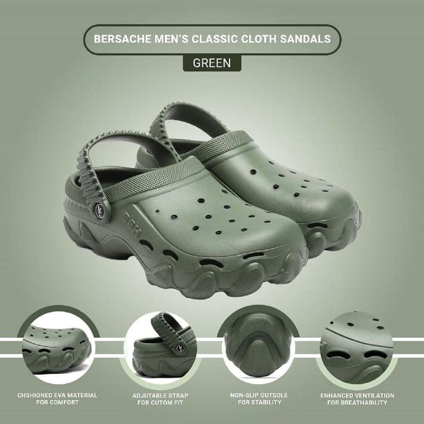 Bersache Extra Soft Classic Casual with Back Strap Regular wear with Ultra Soft & Flexibility Technology Clog for Men's view 5