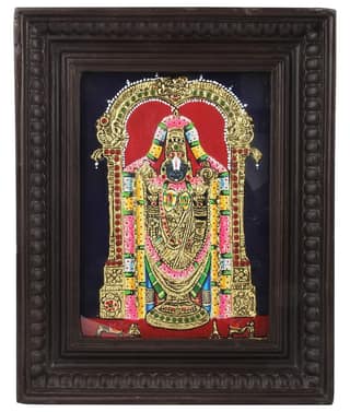 Poompuhar Metal Balaji Tanjore Painting (Multicolour, 12X10 inch without frame size)