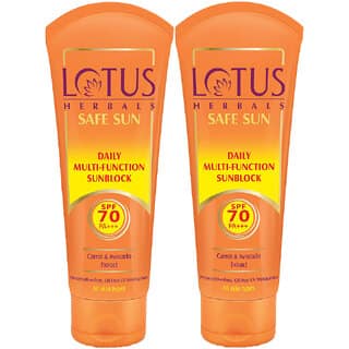 Lotus Herbals Safe Sun Daily Multi-Function Sunscreen Spf 70 Pa+++ Sweat Water Resistant60 G ( Pack Of 2 )