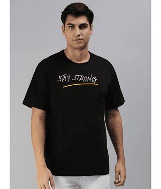 Veirdo Pack of 1 Cotton Oversized Fit Men's T-Shirt ( Black )