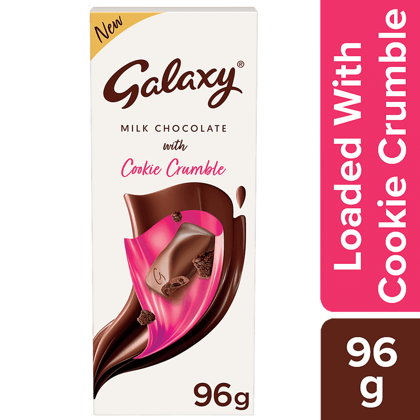 Galaxy Silky Smooth Milk Chocolate With Cookie Crumble, Loaded With Delicious Cookie Pieces And Goodness Of Milk, 96 G, Pack Of 4