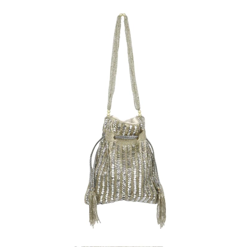 Bead And Sequin Embellished FHS Potli Bag- Multi colour view 2
