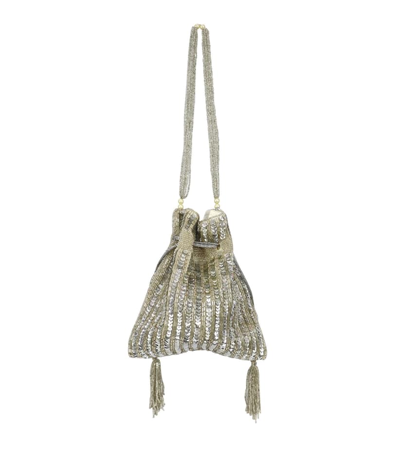 Bead And Sequin Embellished FHS Potli Bag- Multi colour view 3