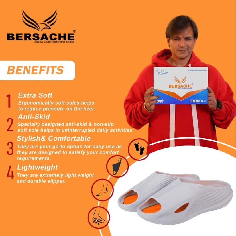 Bersache Extra Soft Classic Casual with Back Strap Regular wear with Ultra Soft & Flexibility Technology Slipper for Men's view 2