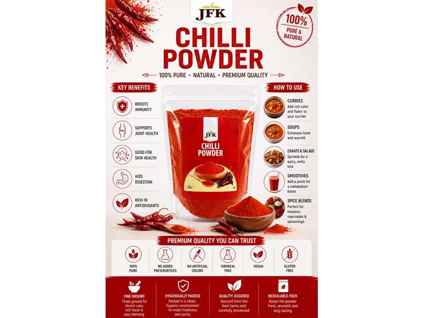 JFK Lal Mirch Powder - 1KG view 3