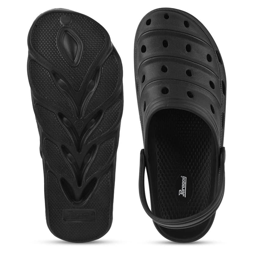 Paragon Black Ultra-Comfortable Self-Design Clogs for Men view 5