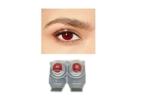 RED MD SPARKLE MONTHLY CRAZY CONTACT LENS/HORROR LENS WITH CASE, LENS HOLDER AND 60ML SOLUTION (PACK OF 1 PAIR)