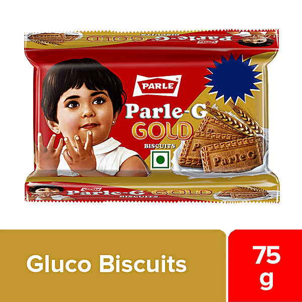 Parle G Gold Gluco Biscuits - Gives Strength & Energy, 75 g Pouch