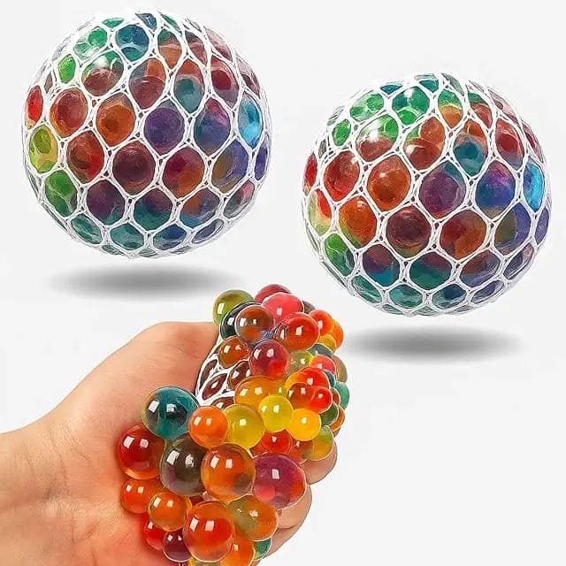 GRAPHENE 2 Pcs Squishy Stress Ball for Kids Squeeze Toy Pressure Relieve Anti-Stress Anti Anxiety Multicolor Magic Slime Mesh Ball Squeeze Grape Balls Return Gifts view 3