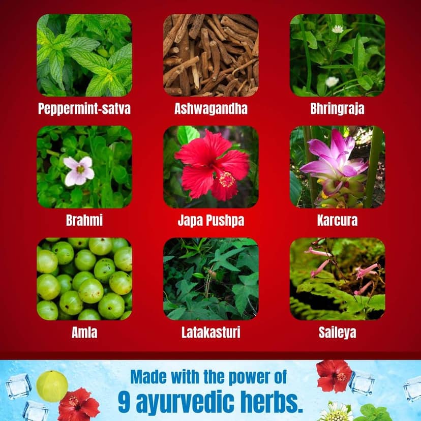 Navratna Ayurvedic Cool Oil | Combination of 9 Ayurvedic Herbs | Relieves Headache, Body ache, Tiredness, Sleeplessness & Tension| Improves Scalp Health | Relaxing & Rejuvenating cooling effect, 300ml view 5