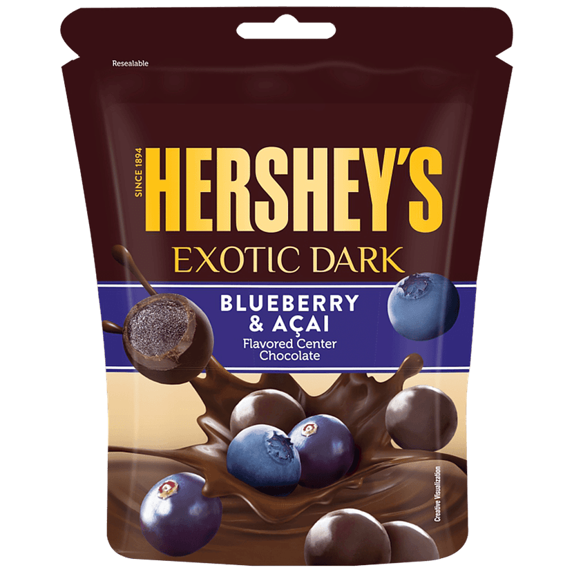 Hersheys Exotic Dark Flavored Center Chocolate - Blueberry & Acai, 33.3 G