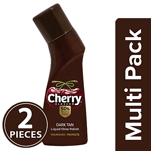 Cherry Blossom Liquid Shoe Polish - Dark Tan, 75 ml (Pack of 2)