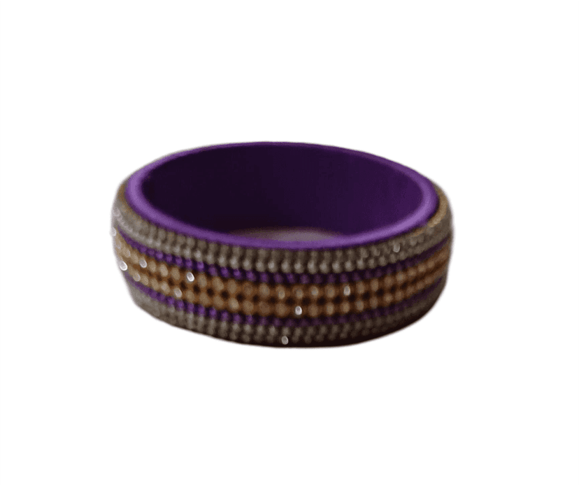Purple Silk Thread Bangle with Stone Work view 3