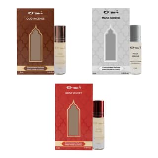 OUD INCENSE, MUSK SERENE & ROSE VELVET CONCENTRATED PERFUMES, 3 X 6ML