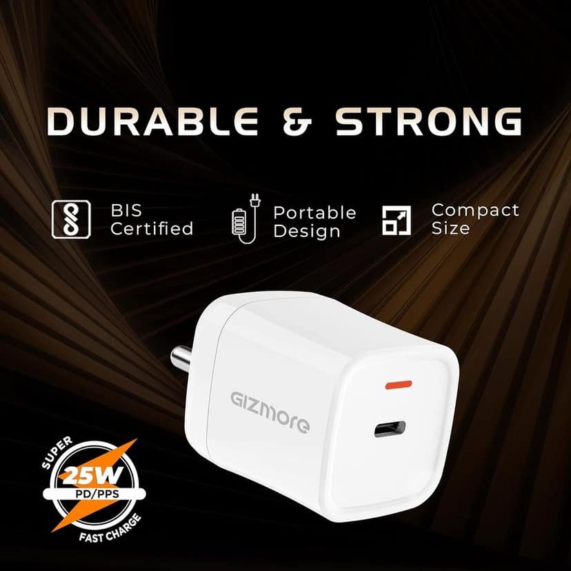 Gizmore PA625 25W PD/PPS Type-C Super-Fast Charger Compatible with iPhone & Android view 3