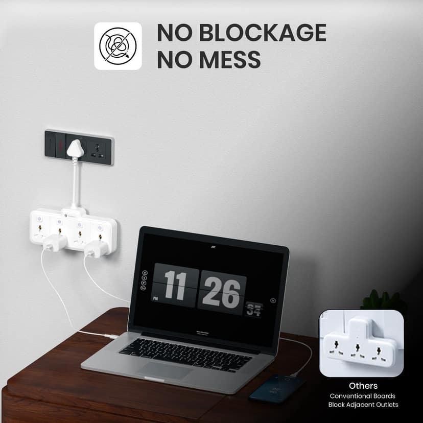 Portronics Power Plate Pro Extension Board with Surge Protection - White view 3