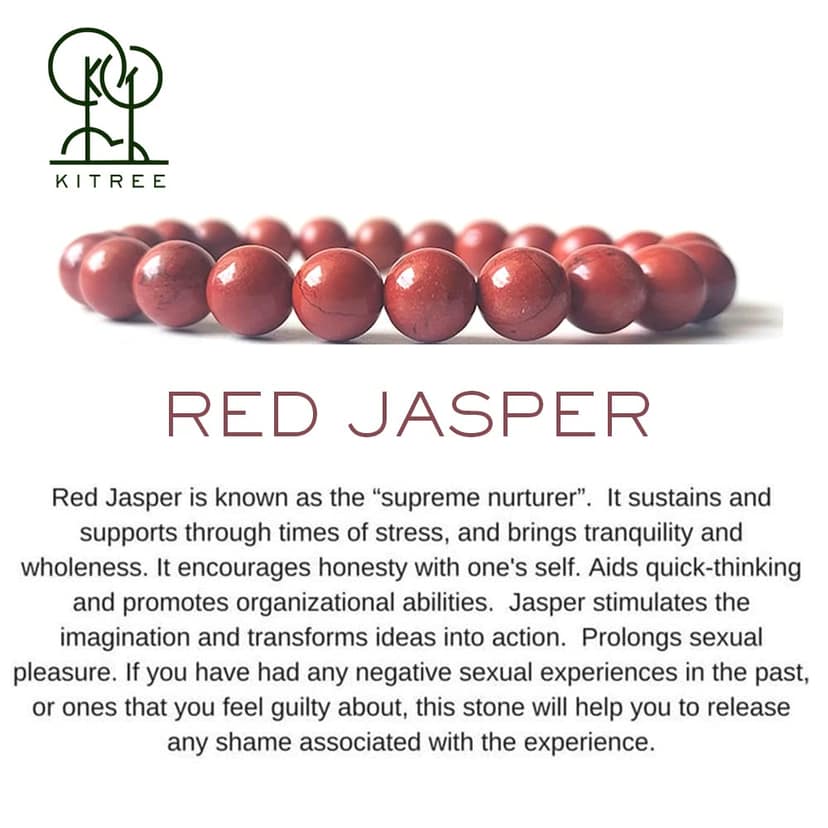 KITREE NATURAL RED JASPER CRYSTAL REIKI HEALING FENG -SHUI BRACELET 8MM ROUND FOR MENS AND WOMENS (COLOR RED) view 3