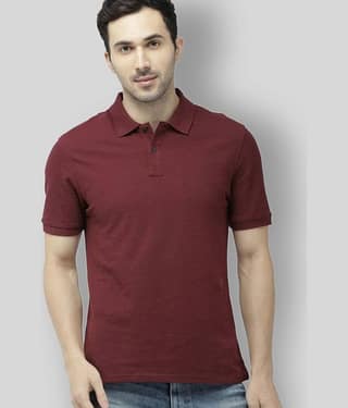 FASHION365 Pack of 1 Cotton Blend Slim Fit Solid Half Sleeves Men's Polo T Shirt ( Maroon )