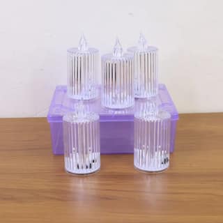 Premium Crystal Effect LED Flameless Candle Lights (5 Pcs)
