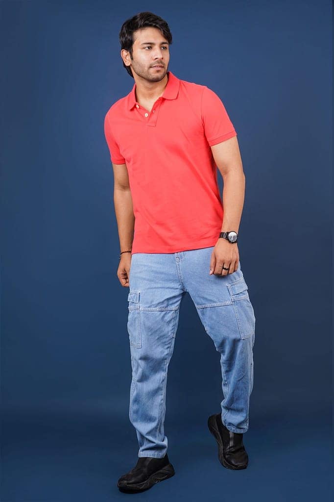 Men's Dark Pink Solid Polo T-Shirt view 3