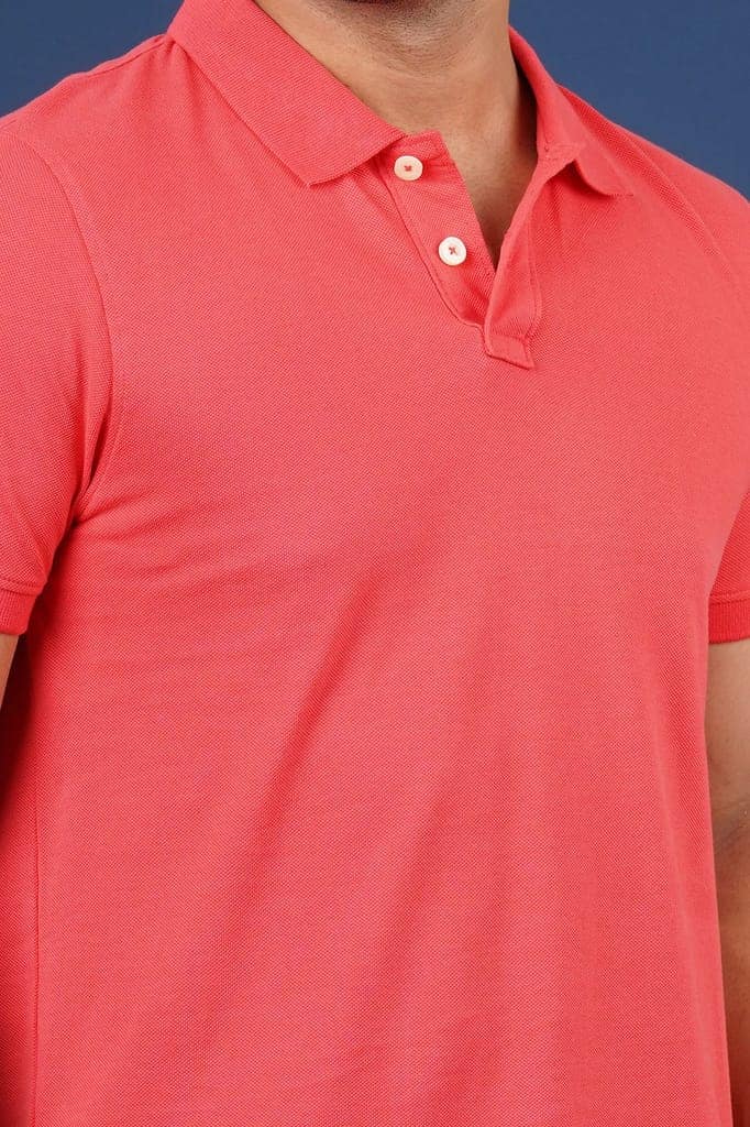 Men's Dark Pink Solid Polo T-Shirt view 4