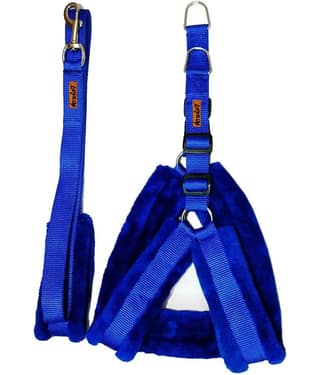 Petshop7 Fur Padded Nylon Dog Harness , Dog Leash Small (Chest Size - 23-28inch)