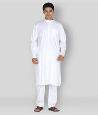 Sttoffa - White Cotton Regular Fit Men's Kurta Pyjama Set ( Pack of 1 )