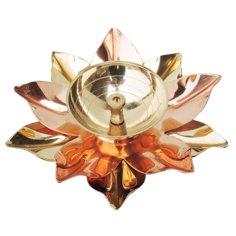 Brass & Copper Deepak, Oil Lamp - Dual Metal Deepak for Puja D?cor, Height : 1.5 Inch (ZMAS124 A) view 2