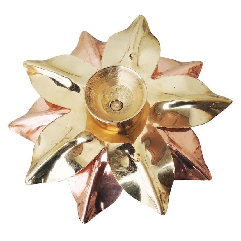 Brass & Copper Deepak, Oil Lamp - Dual Metal Deepak for Puja D?cor, Height : 1.5 Inch (ZMAS124 A) view 3