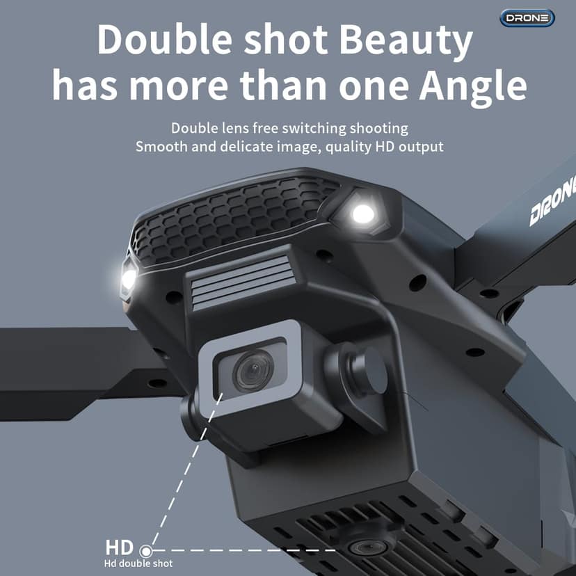 E88 Pro Drone with 4K HD Dual Cera | Foldamable RC Quadcopter | Double Battery | LED Lights | Altitude Hold | Headless Mode | 360° Flip | with Carry Bag & Accessories view 3