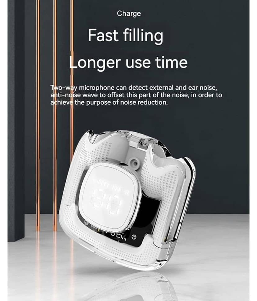 VERONIC with Digital Display Bluetooth True Wireless (TWS) In Ear 30 Hours Playback Powerfull bass,Fast charging IPX4(Splash & Sweat Proof) White view 2