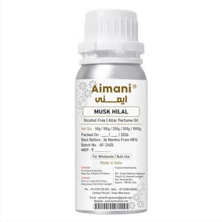 Aimani Musk Hilal Perfume Attar Oil 25ml | Long Lasting Alcohol-Free Fragrance | Premium Unisex Attar for Men & Women