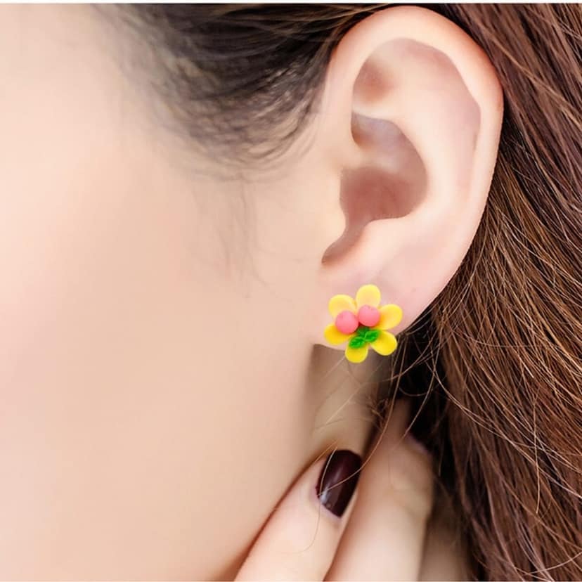 Jewelryklub 6 Pairs Colourful Cherry Flower Earrings Everyday Accessories Fashion Jewellery For Women & Girls view 5