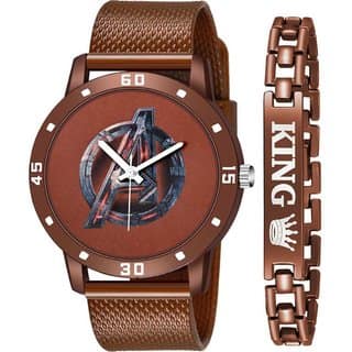 HRV Men's Round Dial Brown Strap Analog Watch