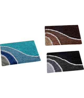Aazeem Antiskid Cotton Door Mat ( 60 X 40 cm ) Set of 3 Black