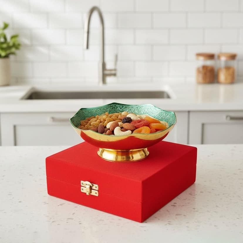 Brass Decorative Bowl With Velvet Box (BMAS287 G)