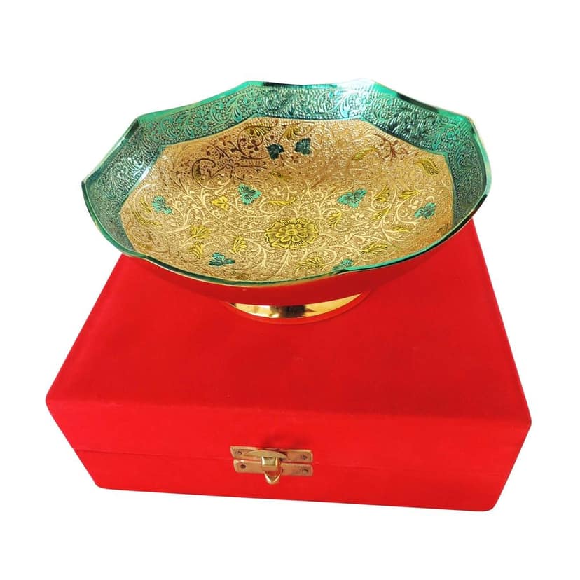 Brass Decorative Bowl With Velvet Box (BMAS287 G) view 3