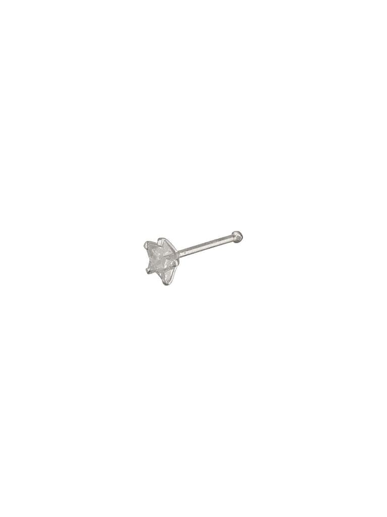 925 Sterling Silver Star Shaped AD Embellished Solitaire Studds Nose Ring view 7
