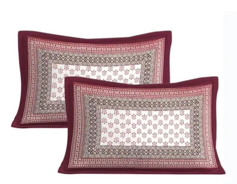 King Size Soft Cotton Bedsheet with 2 Pillow Covers,180TC, 90*100 Inches | Maroon & White Floral Printed Double Bed Sheet | Elegant Cotton Bedding Set view 2