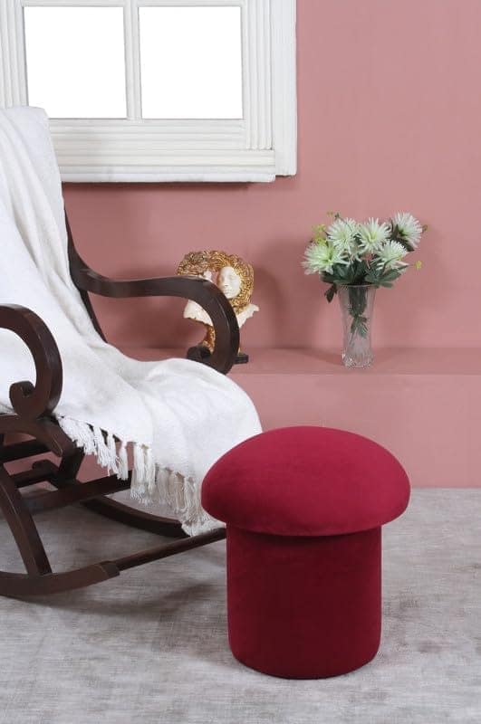 Shadowkart Pouffes Sitting Stool for Living Room, Make up Table Mudda Puffy Wooden Ottoman Stools, Pouffe Footstool, Poof for Room Decoration & Dressing Table, 16x11x14 Inch