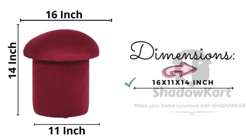 Shadowkart Pouffes Sitting Stool for Living Room, Make up Table Mudda Puffy Wooden Ottoman Stools, Pouffe Footstool, Poof for Room Decoration & Dressing Table, 16x11x14 Inch view 2