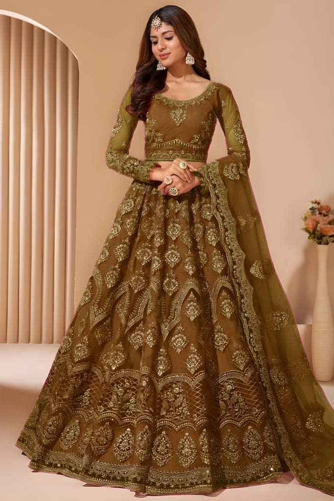 Embroidered Thread Work Semi-Stitched Lehenga | Unstitched Blouse with Inner Fabric | Stitched Dupatta | Traditional Ethnic Wear (Original) view 4