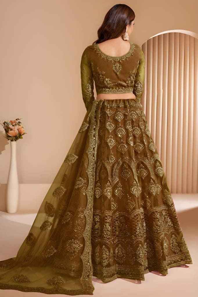 Embroidered Thread Work Semi-Stitched Lehenga | Unstitched Blouse with Inner Fabric | Stitched Dupatta | Traditional Ethnic Wear (Original) view 5