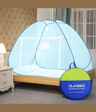Classic Mosquito Net, Machardani - Blue Polycotton Foldable Mosquito Net, Machardani ( Pack of 1 )