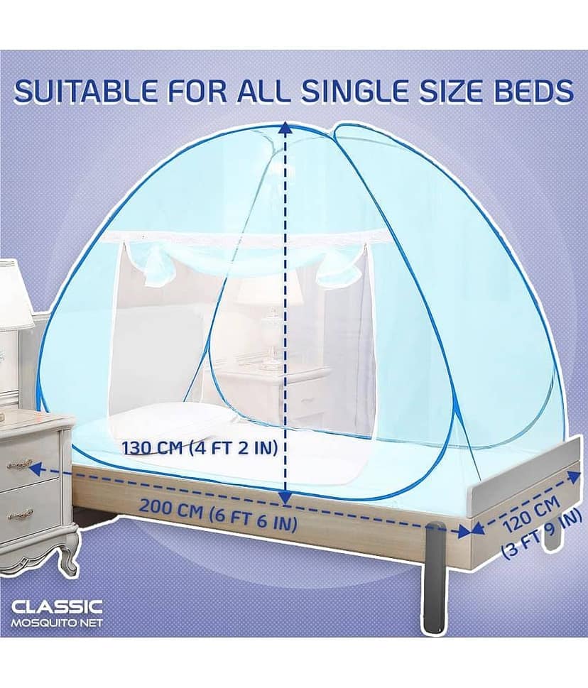 Classic Mosquito Net, Machardani - Blue Polycotton Foldable Mosquito Net, Machardani ( Pack of 1 ) view 2