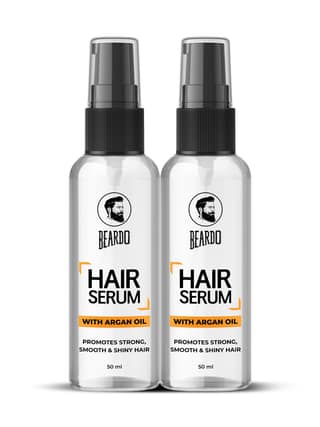 Beardo Hair Serum (50 ml x 2) | Serum for men | Serum for hair smoothing | Argan Oil & Almond Oil | Adds Shine | Daily use| For All Hair Types | Frizz free hair Beardo Hair Serum (50 ml x 2) | Serum for men | Serum for hair smoothing | Argan Oil & Almond