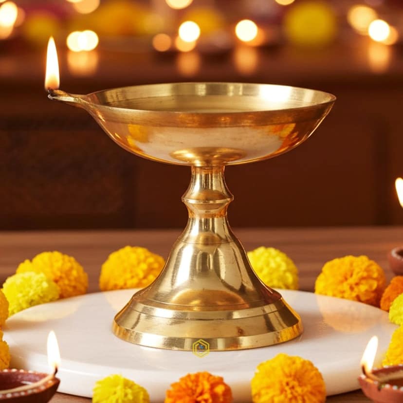 Brass Table Decor Panti Stand Deepak No. 4 Pooja Item (FMAS685 D)