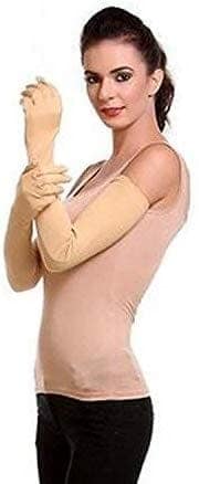 Nawani 2 Pair Cotton Full Hand Gloves Sun Protection Gloves for Women Black & Skin Colour view 3