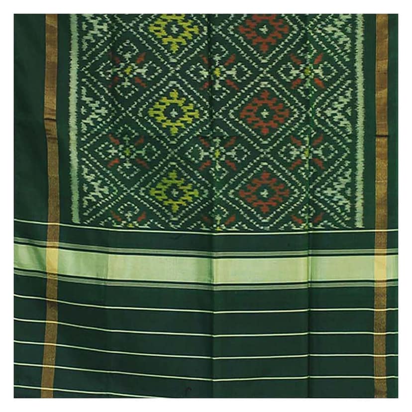 Garvi Gurjari (A Gujarat Govt Enterprise Green Shaded Handloom Single Ikat Patola Silk Stole (GGCSIPSS19) view 2