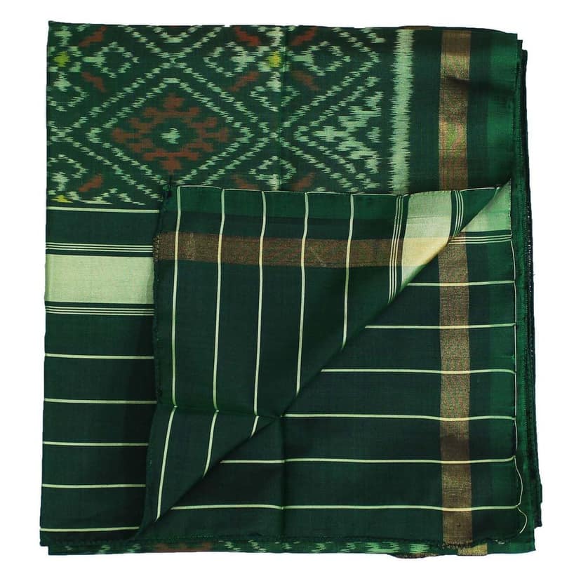 Garvi Gurjari (A Gujarat Govt Enterprise Green Shaded Handloom Single Ikat Patola Silk Stole (GGCSIPSS19) view 5
